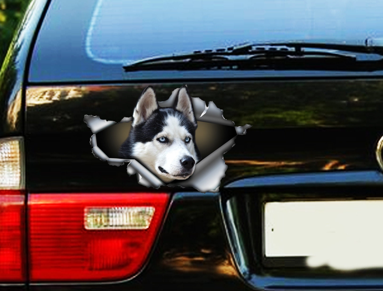 Black and White Husky Car Decal Husky Magnet Car Decoration