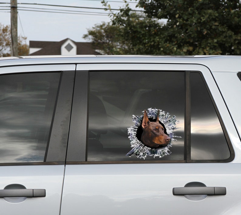 Red Doberman window decal car sticker red Dobbie car Etsy