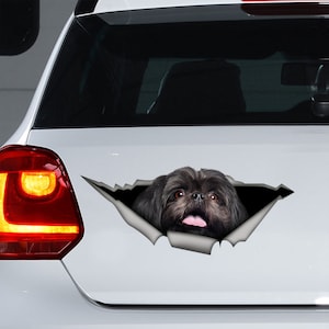 Calcomanía negra de Lhasa Apso, pegatina de coche de Lhasa Apso, imán de Lhasa Apso negro, calcomanía de coche de perro, Lhasa Apso