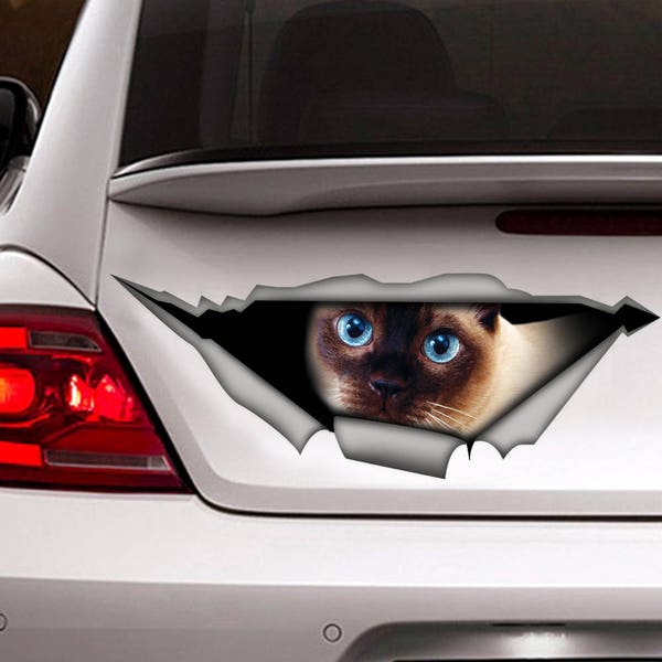 Siamese cat decal, funny sticker, cat car sticker, Siamese cat sticker