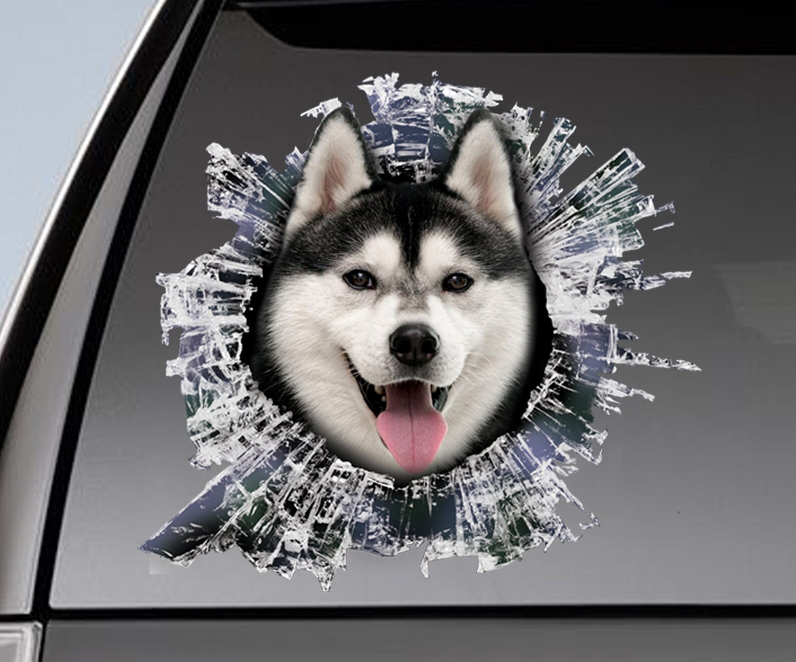 Husky Window Sticker Car Sticker Black and White Husky Car Etsy
