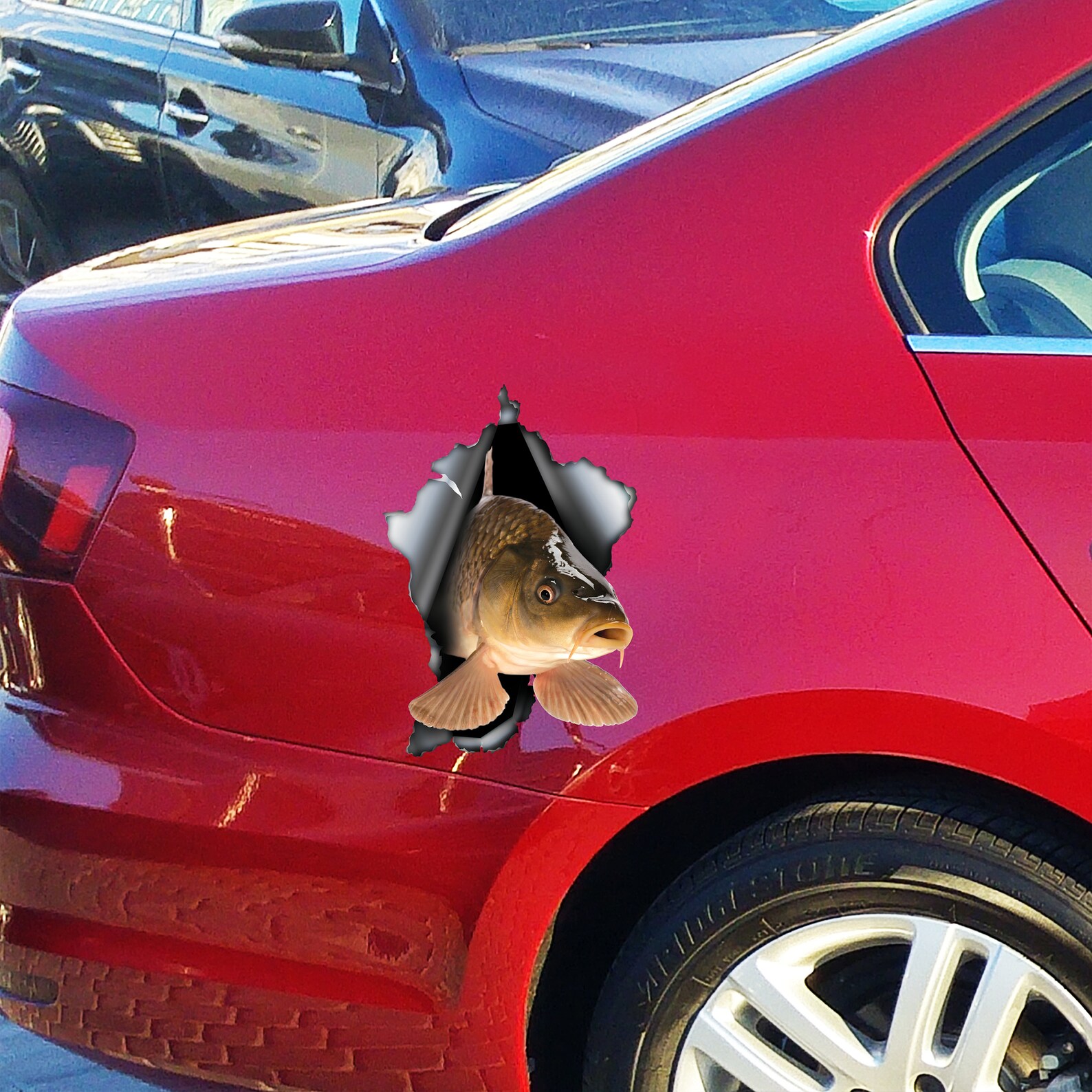 Cool Fish Carp Decal Sticker For Car Or Motorcycle – Black – Tuning Styling