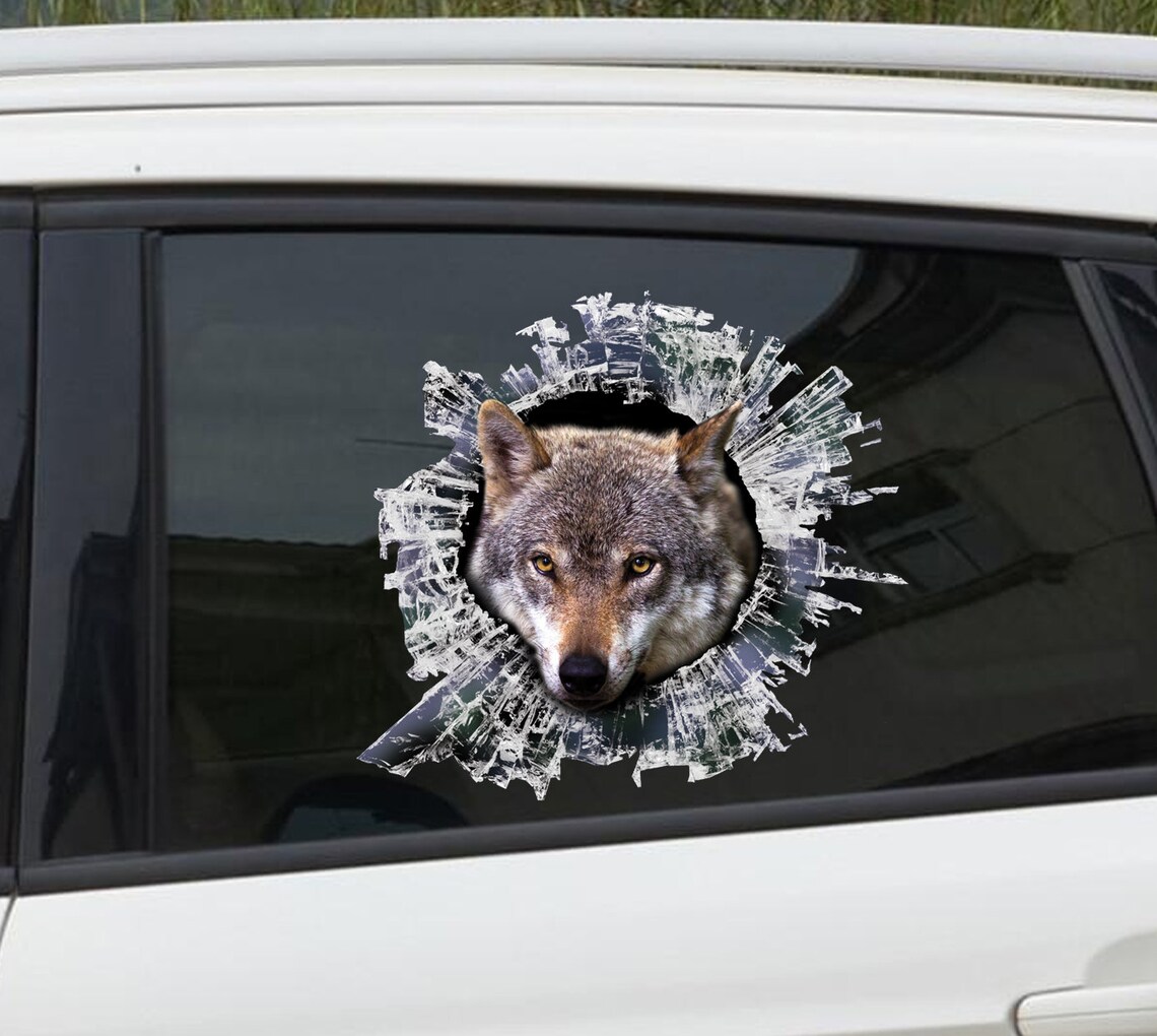 Wolf Window Sticker Car Sticker Wolf Car Decal Etsy