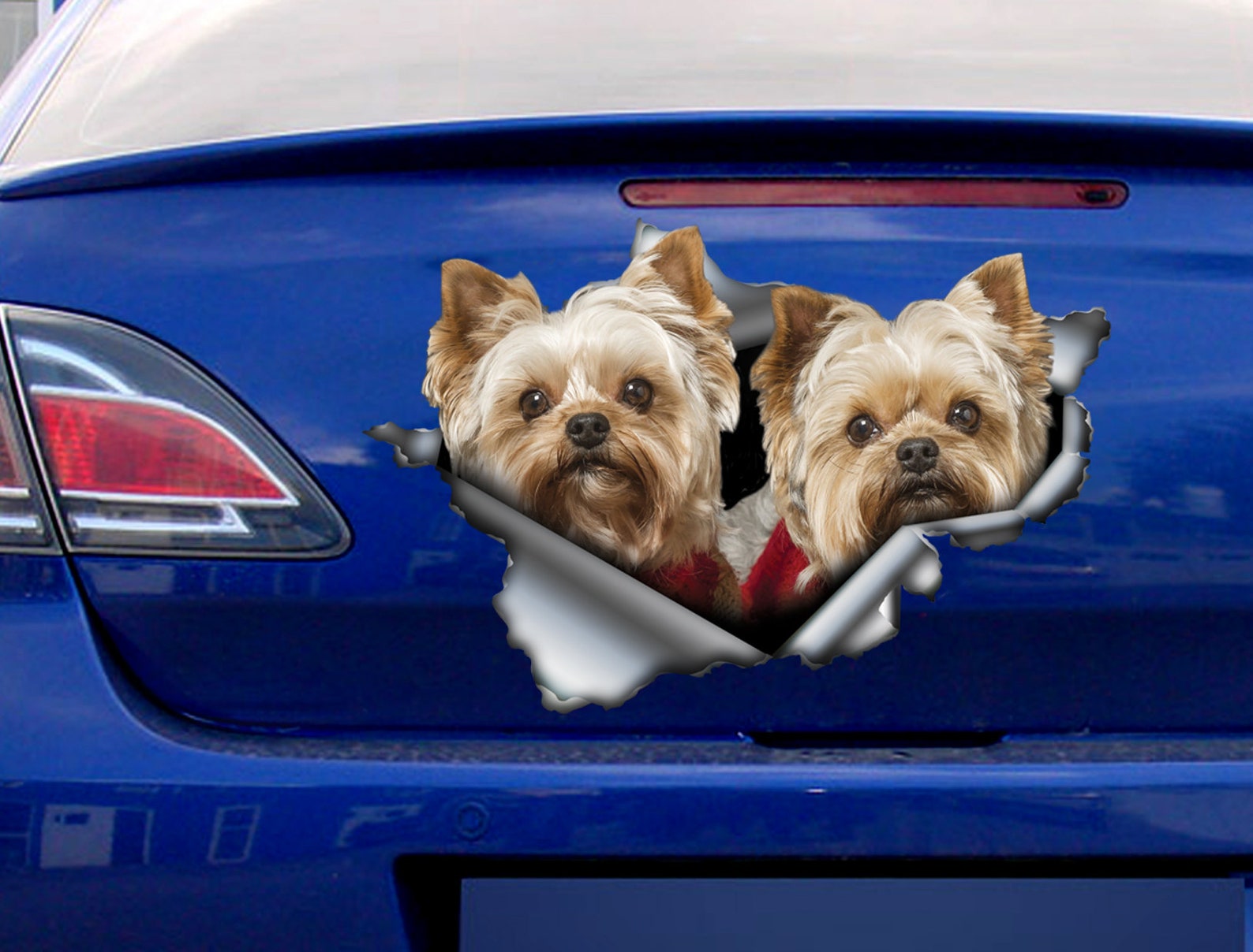 Yorkies Pair Sticker Yorkies Car Decal Pet Decal Dog Etsy