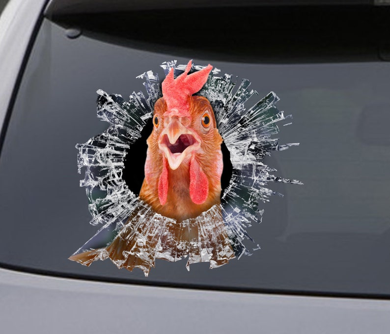 Chicken Window Decal Chicken Car Decal Funny Chicken Sticker Etsy