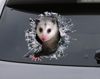STICKER, opossum raamsticker, autosticker, opossum autosticker, grappige sticker