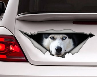 Husky car decal, Husky magnet, car decoration, pet decal, dog sticker, dog decal