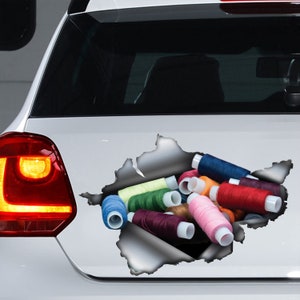 Embroidery thread spools car decal,  thread spools sticker, thread spools magnet