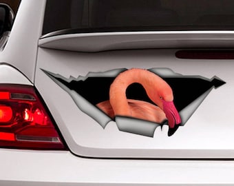 Flamingo car decal ,Flamingo magnet, bird sticker, funny  decal, flamingo sticker