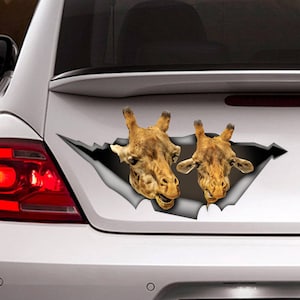De autosticker van de giraf, 3d sticker, autodecoratie, dierlijke sticker, De sticker van de giraf, grappige sticker