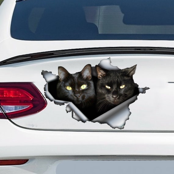 Autocollant de voiture pour chats noirs, aimant pour chat noir