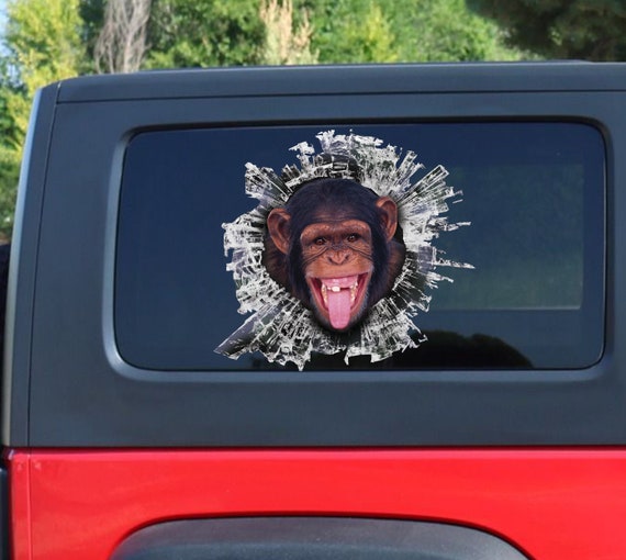 Monkey Window Sticker Monkey Car Decal Funny Monkey Decal Etsy