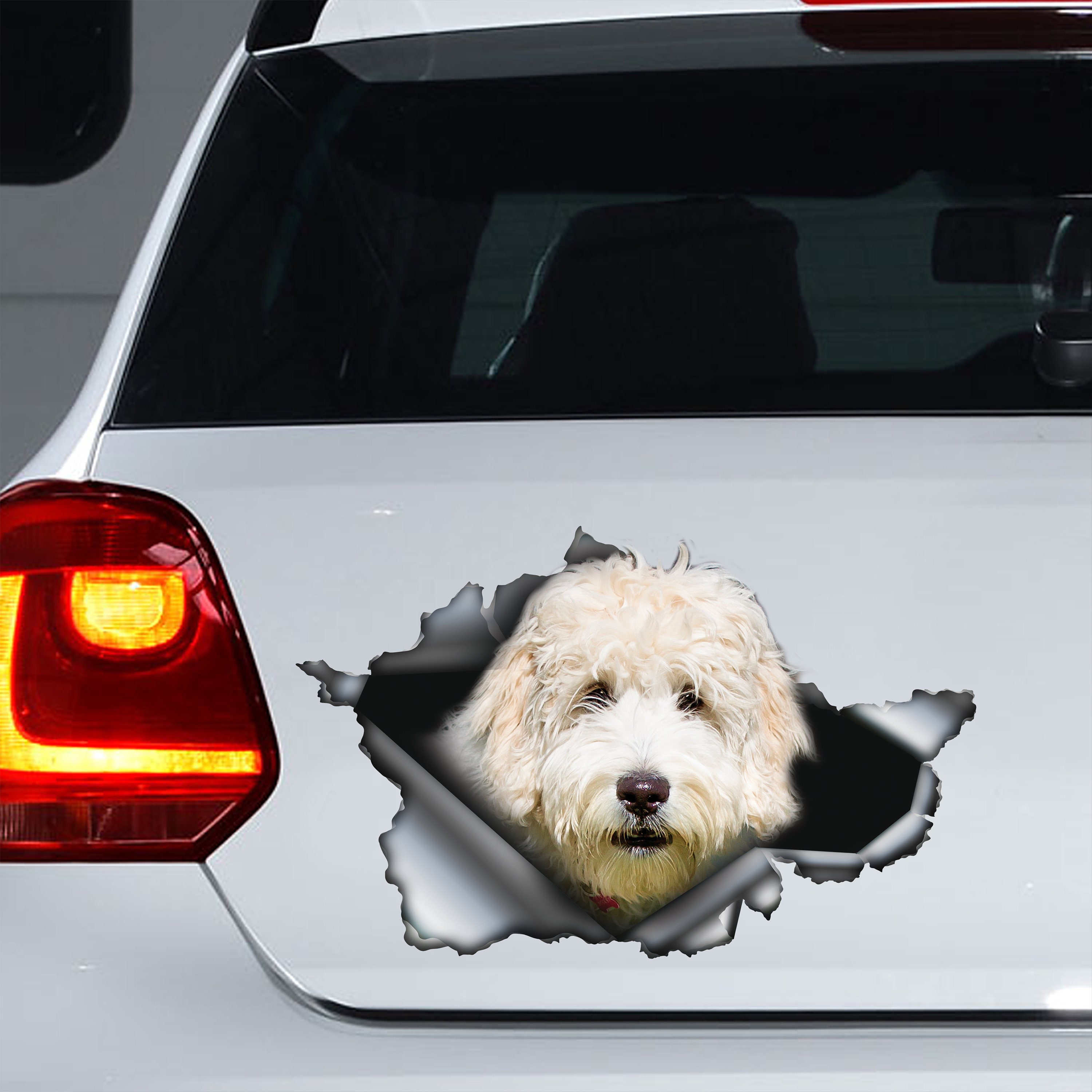 White Labradoodle Car Decal, White Labradoodle Magnet, White ...