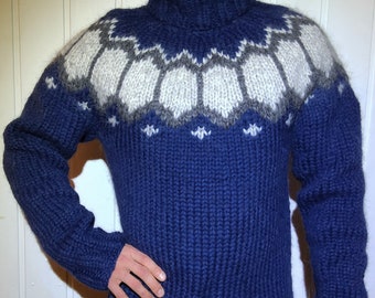 NAVY BULKY icelandic sweater, Icelandic sweater men's sweater wool sweater Icelandic wool men