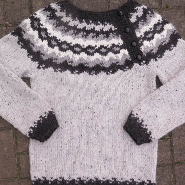 OROI Icelandic sweater Buttons, Islandpullover mit Knöpfen in Alafosslopi
