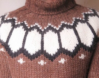 BROWN BULKY icelandic sweater, Icelandic sweater men's wool sweater Icelandic wool men