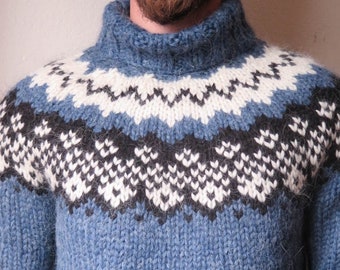 BLUE BULKY icelandic sweater, icelandic sweater men's sweater wool sweater men's mens sweater