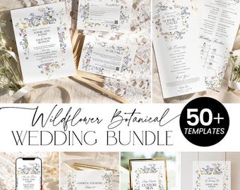 Wildflower Wedding Bundle Template: Botanical Meadow Design (Digital Download) D029