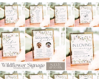 Wildflower Wedding sign bundle template, Wildflower Wedding reception sign bundle, Wedding signage, Table signs Editable Template #597