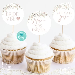 Bridal Shower Cupcake Topper | Custom Cupcake Toppers Printable #B003