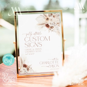 Boho Wedding Custom Sign Printable, Reception Signage Printable, Terracotta Wedding Sign Editable Template D011
