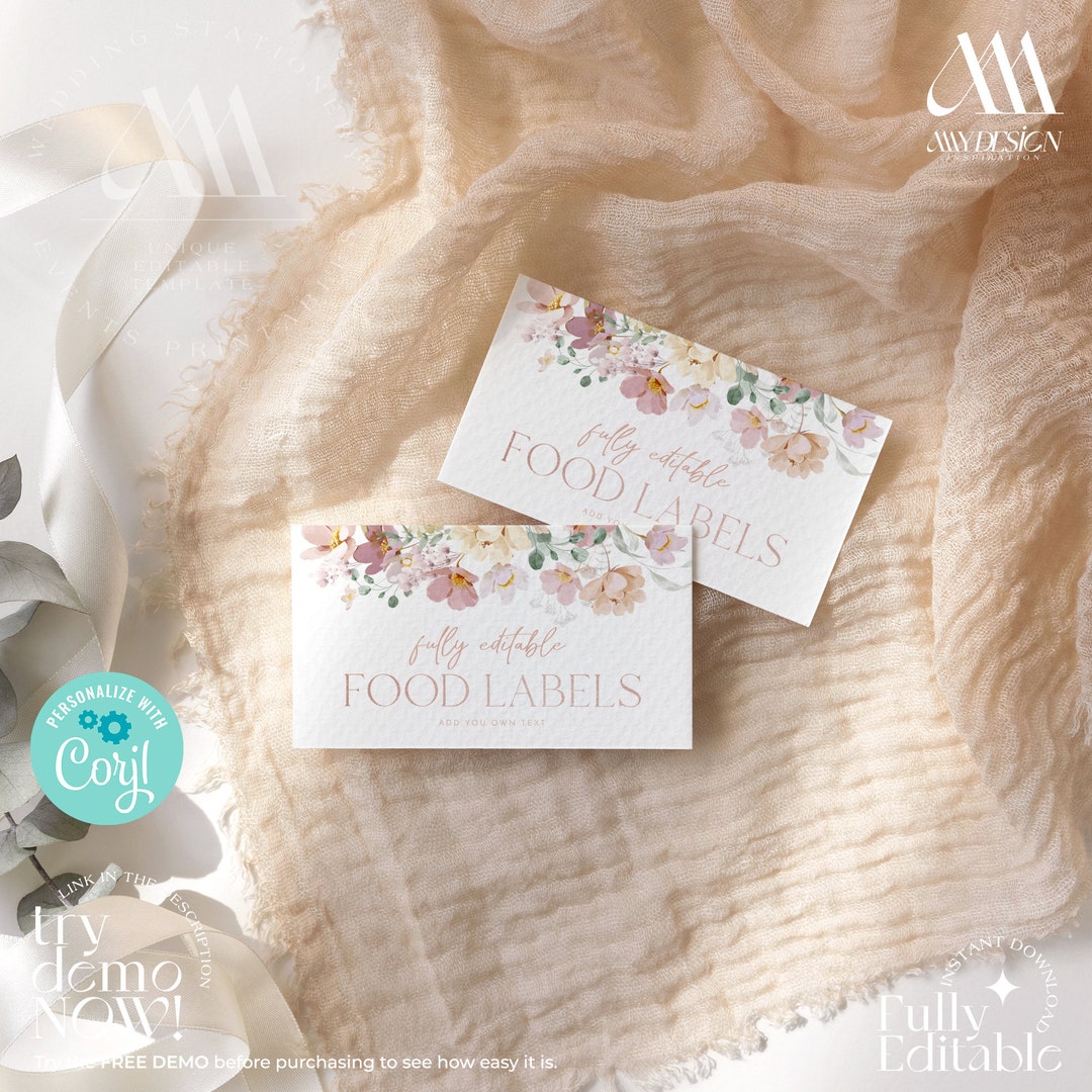 Food Labels Template Bridal Shower Food Labels Printable Etsy