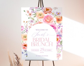 Letrero de bienvenida floral para brunch de despedida de soltera: Plantilla editable (descarga digital) A048