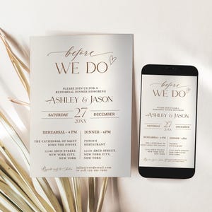 Wedding Rehearsal Dinner Invitation Template, Minimalist Rehearsal Dinner Invite, Before We Do Rehearsal Dinner Electronic Template