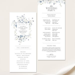 Wildflower Wedding Program Template, Catholic Wedding Program Template, Ceremony Programs, Order of Service Church Booklet Printable D004