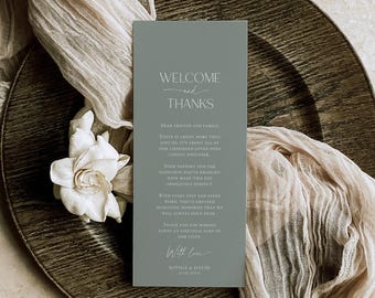 Tarjeta de agradecimiento para bodas en color verde salvia: Estilo bohemio con vegetación (descarga digital) D024