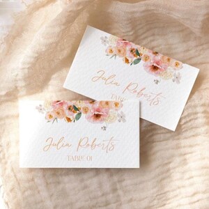 Peach Citrus Bridal Shower Menu Template: Floral Thank You Note (Digital Download) B007