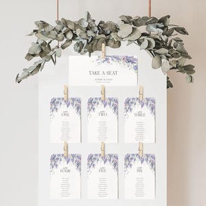 Wisteria Wedding Seating Chart Template: Purple Botanical Wildflower Design (Digital Download) D014