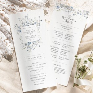Wildflower Wedding Program Template, Catholic Wedding Program Template, Ceremony Programs, Order of Service Church Booklet Printable D004