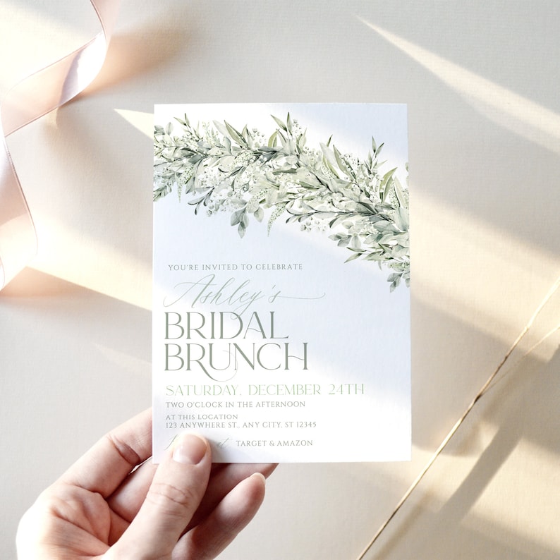 Greenery Bridal Brunch Invitation: Eucalyptus Leaves (Digital Download) image 4