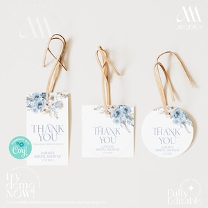 Etichetta di ringraziamento per addio al nubilato blu, Etichette regalo stampabili, Etichette personalizzate B012