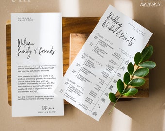 Minimalist Wedding Itinerary Template: Modern Welcome Letter (Digital Download)