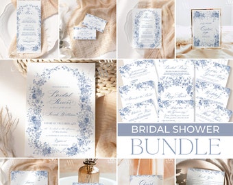 Something Blue Bridal Shower Invitation Template Bundle: Monogram Printable (Digital Download) B037