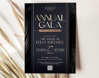 Gala Invitation Template: Editable Dinner Party Invite (Digital Download)