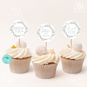 Something Blue for the Bride Cupcake Toppers Printable, Custom Cupcake, Printable Template B036