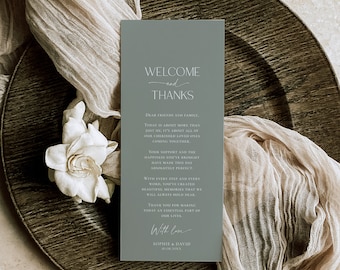 Sage Green Wedding Thank You Place Card: Boho Greenery (Digital Download) D024