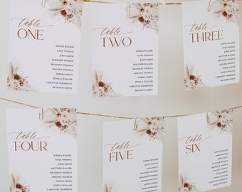 Boho Terracotta Wedding Seating Chart Cards (Digital Download) D011