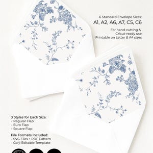 Monogram Blue Envelope Liner Template, DIY Envelope Liner Printable Template, Wedding Envelope Liner Template, PDF SVG Digital Download