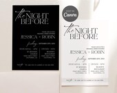 Minimalist Wedding Rehearsal Template, Editable The Night Before Rehearsal Dinner Invitation, Modern Rehearsal Canva Template #353