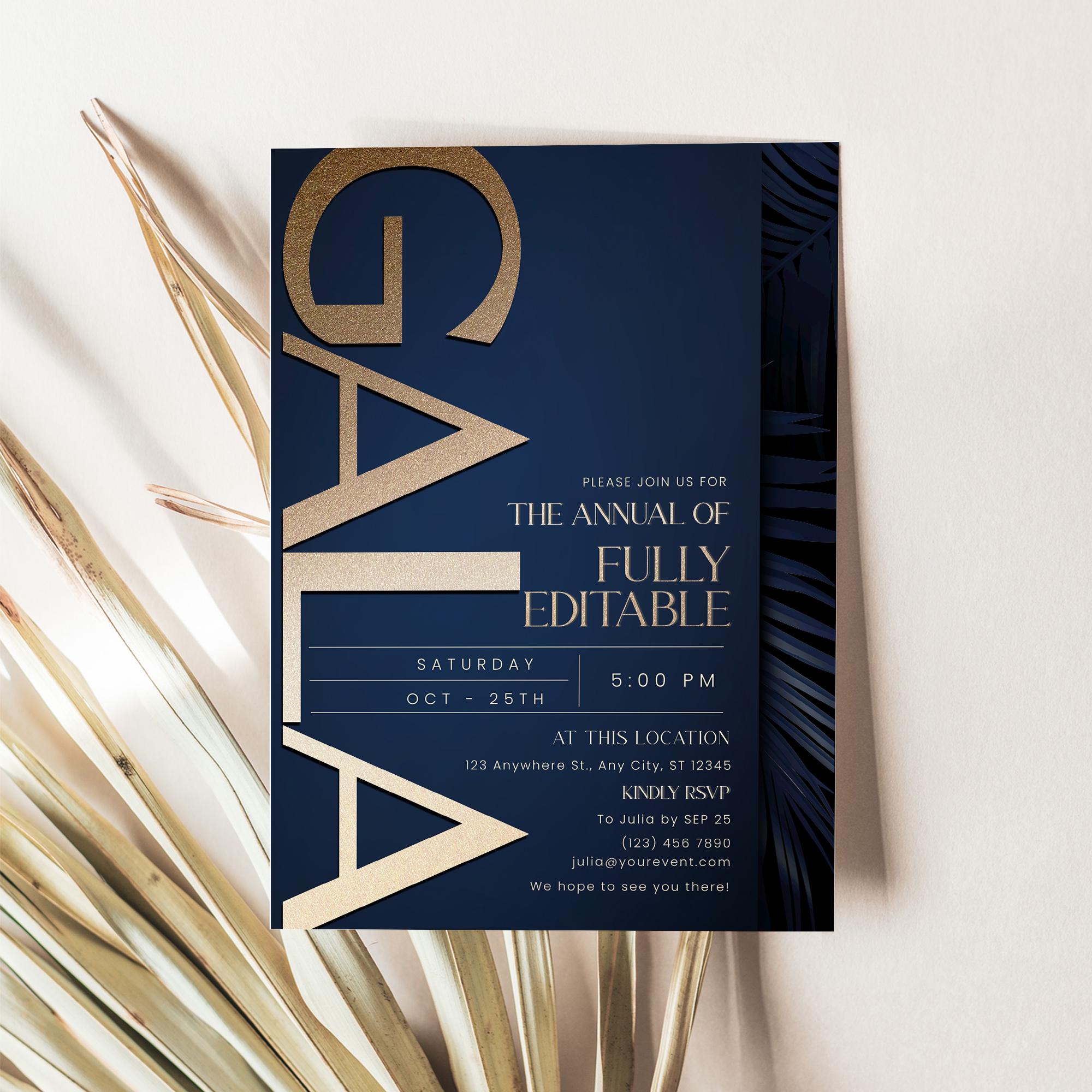 Blue Gala Invitations Templates