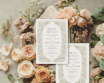 Wildflower Bridal Brunch Invitation Template: Vintage Floral (Digital Download)