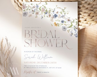 Wildflower Bridal Shower Invitation Template: Garden Brunch (Digital Download) B016