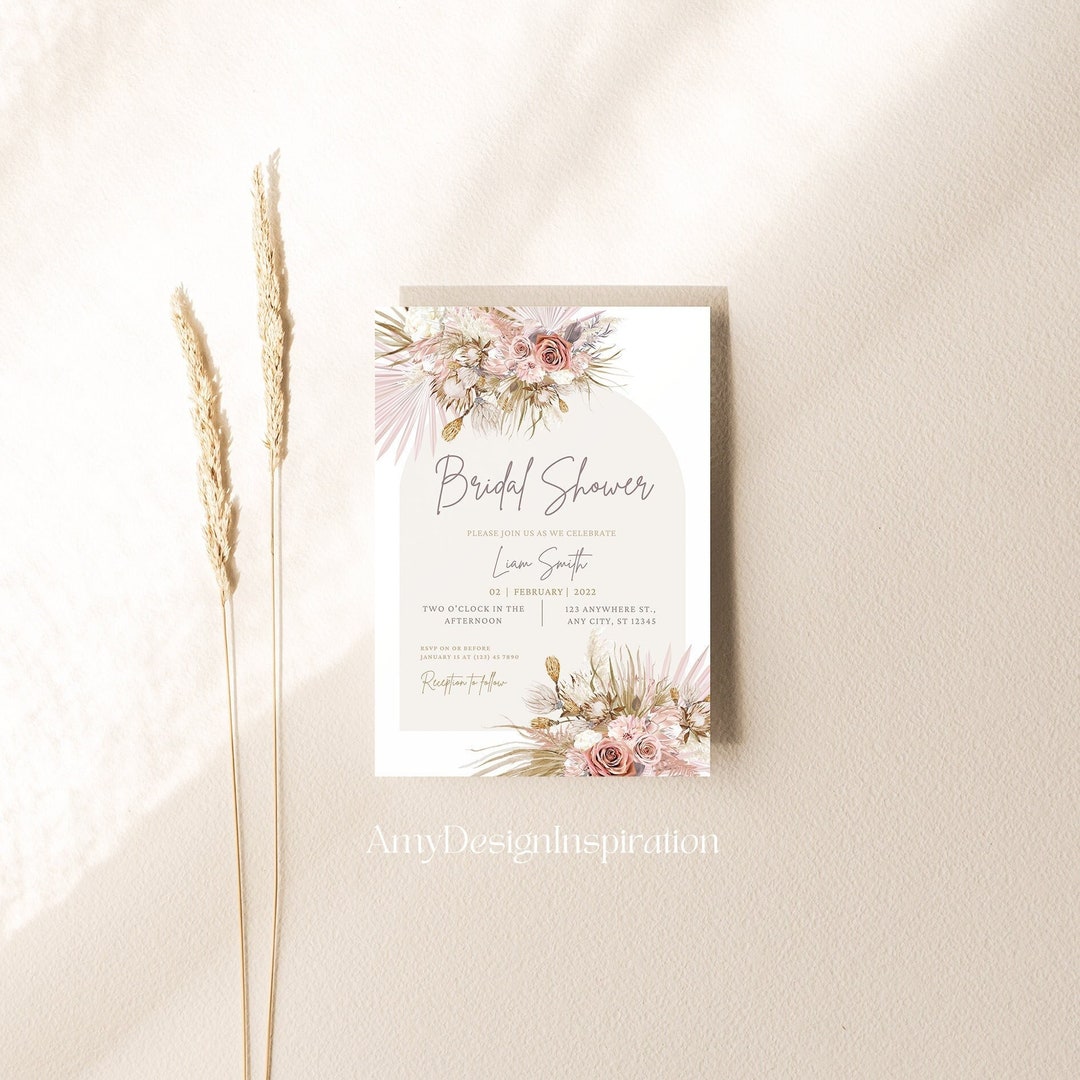 Boho Bridal Shower Evite Template Digital Bridal Shower Etsy