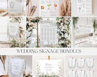 Wildflower Wedding Signage Bundle: Meadow Floral Reception (Digital Download) D026