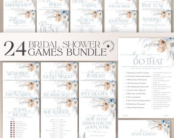 Dusty Blue Boho Bridal Shower Game Bundle (Digital Download) B029