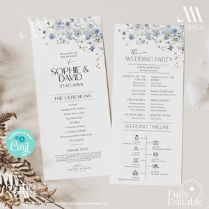 Wedding Program Template Catholic Ceremony, Wedding Programs Instant Download, Order of Service Template Download D005